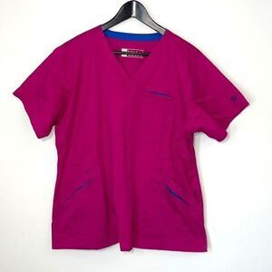 Bio Bring it On Medical Scrub Top. Size XL‎ Fuchsia